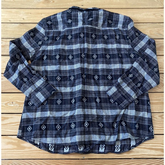 NWT A New Approach Button Up Shirt Large Women’s Black Patterned Long Sleeve $44 - Picture 2 of 9
